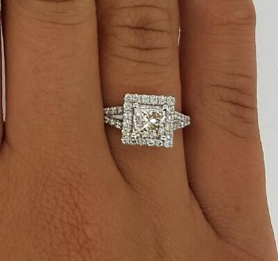 #ad #ad 1.75 Ct Split Shank Halo Princess Cut Diamond Engagement Ring SI2 D White Gold $1757.00