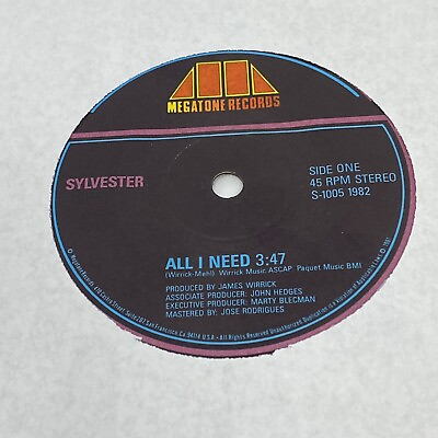 #ad Sylvester All I Need All I Need Megatone Records Soul 45rpm S 1005 VG $2.24