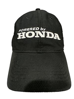 #ad Honda Powered by Hat Cap Black with White Letters Hook Loop Lightweight Fabric $14.99
