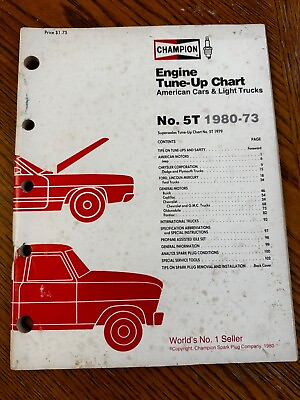 #ad #ad Champion Engine Tune Up Chart American Cars amp; Light Trucks #5T 1980 73 1980 VTG $8.99