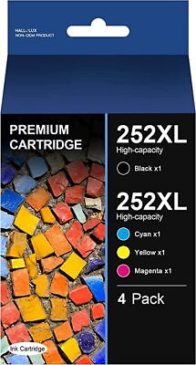 #ad 4x 252XL Black Tri Color Ink Cartridges For Epson WorkForce WF3620 WF3640 WF7710 $21.15