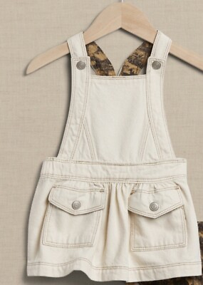 #ad BR Baby Banana Republic Girls Pinafore Dress Denim Snap 12 18m Organic Cotton $24.88