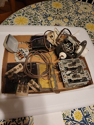 #ad #ad Lot Of Antique Electric Parts Plugs Adaptors Circuits Various: Porcelain Metal $65.99