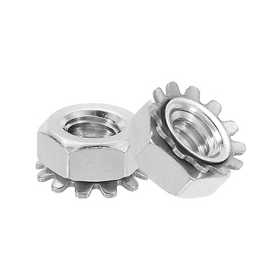 #ad 100Pcs 1 4quot; 20 K Lock Nut with External Tooth Washer 304 Stainless Steel Silver $24.58