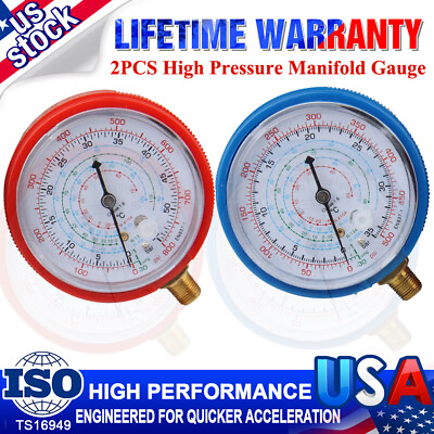 #ad 2 High Low Cooling Pressure Manifold Gauge PSI KPA Air Conditioner Refrigeration $17.59