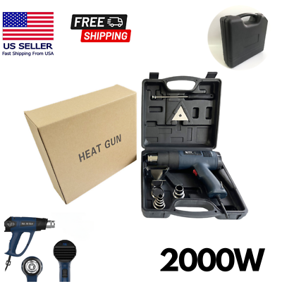 #ad Heat Gun 2000W Heavy Duty Hot Air Gun Kit Temperature Control 140 1112℉ Tool Box $32.30