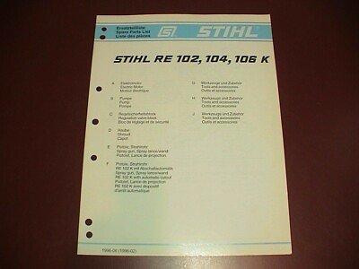 #ad OEM STIHL Pressure Washer Sprayer IPL Illustrated Spare Parts RE 102 104 106 K $6.49