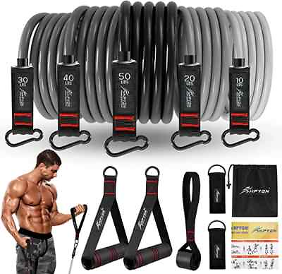 #ad 11 PCS Resistance Band Set Yoga Pilates Abs Exercise Fitness Tube Workout Bands $24.95