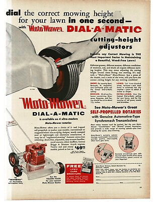 #ad 1956 Homko Power Lawn Mower Red Grange Don Budge Bob Feller Vintage Print Ad $8.95