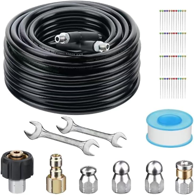 #ad Sewer Jetter Kit 100FT for Pressure Washer Drain Cleaner Hose 5800PSI 1 4 Inch $72.86