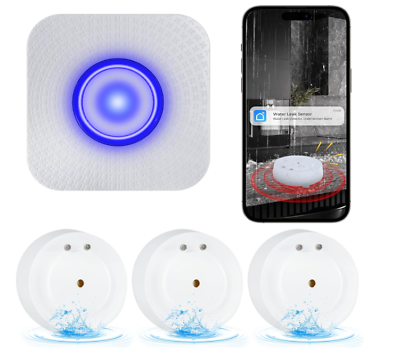 #ad Wifi Water Leak Detector: 110Db Water Sensor Alarm with Triple Real Time Alerts $29.95