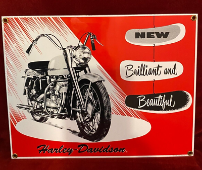 #ad Vintage HARLEY DAVIDSON MOTORCYCLE 1952 K Mode Red amp; White Metal sign 9#x27;#x27;x11#x27;#x27; $119.99