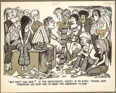 #ad 8x10 Glossy Bamp;W Art Print 1972 Cartoon George McGovern Campaign Abortion Plank $8.95