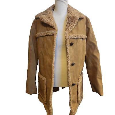 #ad Fingerhut Fashions Vintage Brown Suede Faux Sherpa Jacket 14 USA $79.99