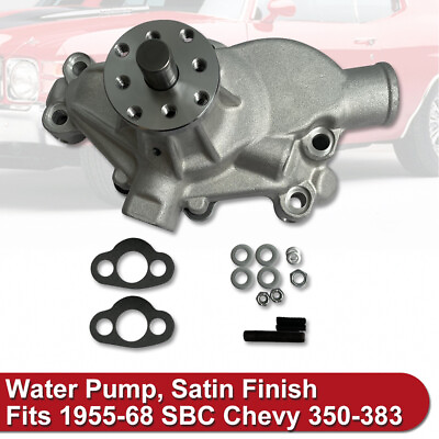 #ad Satin Aluminum Short Water Pump w Heater Port Fits 1955 68 SBC Chevy 350 383 $107.88