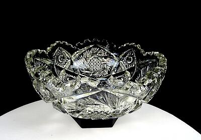 #ad EAPG Clear Pattern Glass Pinwheel amp; Cross Hatch Antique 8 1 2quot; Bowl 1850 1910 $32.47