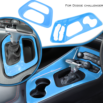 #ad 2PCS Gear Shift Panel Cover Trim Bezel for Dodge Challenger 15 Light Blue Parts $59.99