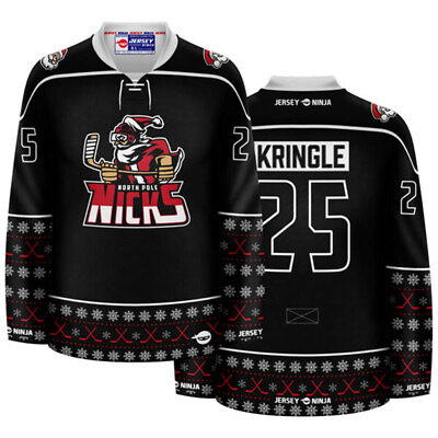 #ad Christmas North Pole Nicks Blackout Holiday Hockey Jersey $134.95