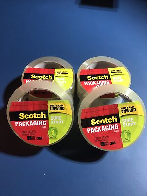 #ad Scotch SURE START Shipping PACKING TAPE Easy Unwind 1.88quot; W x 54.6 yd 4 Pack $14.95