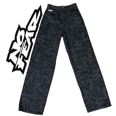 #ad #ad No Fear Black No Fear Logo Wide Leg Skater Jeans Size 2 Y2K Vintage $9.00