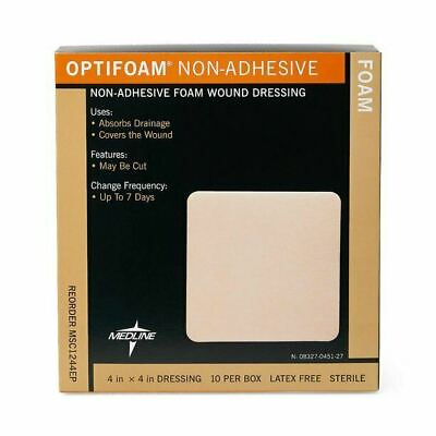 #ad Medline Optifoam Non adhesive Foam Wound Dressing 4quot; x 4quot; Box of 10 MSC1244EP $49.99