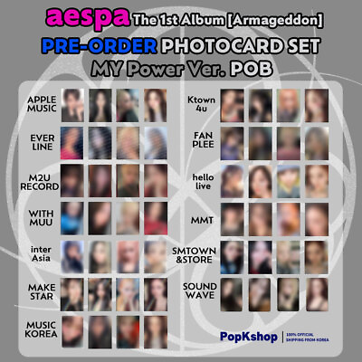 #ad SET Aespa The 1st Album Armageddon MY Power Ver. PRE ORDER POB PHOTOCARD SET $61.90