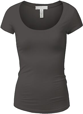 #ad #ad Active Basic Womens Plain Deep Scoop Neck with Cap Medium Charcoal $21.11