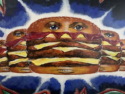 #ad “Ultimate Super Stack Cheese Burger Invasion “ Painting Sean Casey $1850.00