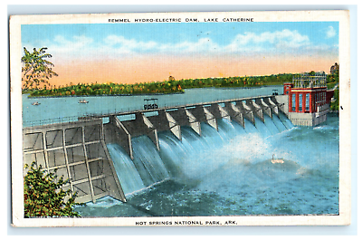 #ad #ad Postcard AR Hot Springs National Park Remmel Hydro Electric Dam Lake Catherine $5.99