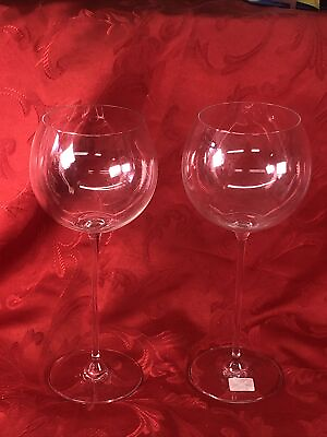 2 CRATE AND BARREL Camille RONA SLOVAKIA TALL CRYSTAL BALOON WINE GLASSES 23OZ $46.37