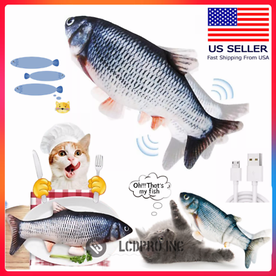 #ad Floppy Moving Fish Cat Toy Realistic Interactive Dancing Wiggle Catnip Toy Gift $7.15