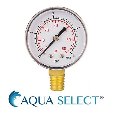 #ad Aqua Select Swimming Pool Pressure Gauge ¼quot; Side Mount Compatible For All Brands $16.92