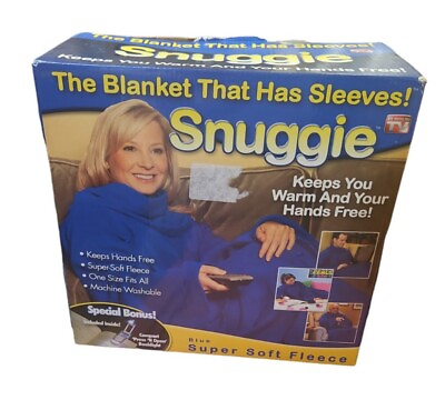 #ad SNUGGIE Original Blanket Sleeves Blue Adult Soft Fleece In Box One Size $24.95