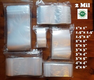 #ad Clear Top Lock Zip Seal Plastic Bags 2Mil Reclosable Jewelry Pill Small Mini Bag $5.94
