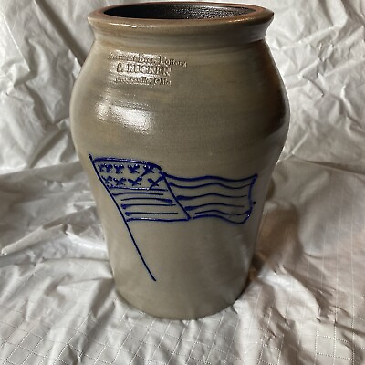 #ad Beaumont Pottery S Rucker American Flag Vase Jar $80.00