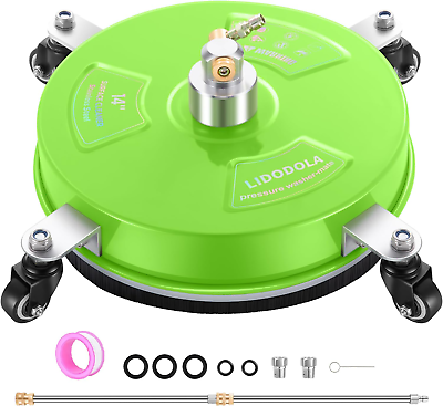 #ad 14quot; Pressure Washer Surface Cleaner with 4 Wheels Coated Green Stainless St... $70.99