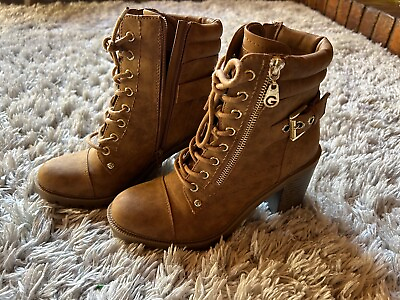 #ad GBG Womens Jaydyn Brown Ankle Boots Size 6.5 Man Made Materials Great Condition $9.99