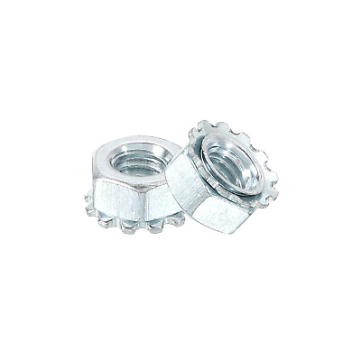 #ad 60Pcs M4 K Lock Nut with External Tooth Washer Zinc Plated Steel Silver $7.36