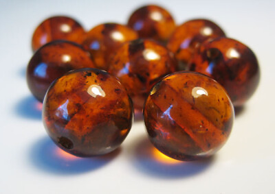 #ad Round Genuine Baltic Amber Stone Drilled amber Beads 10 pcs select size $16.99