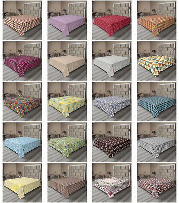 #ad #ad Ambesonne 50s Geometric Flat Sheet Top Sheet Decorative Bedding 6 Sizes $32.99