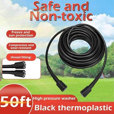 #ad 50FT 1 4quot; Inch 5800PSI Pressure Washer Replacement Hose M22 14MM Bass Connect $19.35