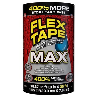 Flex Tape Black Max 8in X 25ft Tape Flex Tape Max Black 8 inch X 25ft Tape $89.99