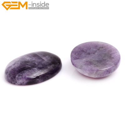 #ad 5 pcs CAB Cabochon Natural Amethyst Beads For Jewelry Ring Pendant Making Oval $4.41