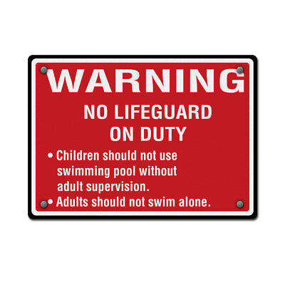 #ad #ad Horizontal Metal Sign Warning No Lifeguard Children Use Pool Adult Attention B $23.99
