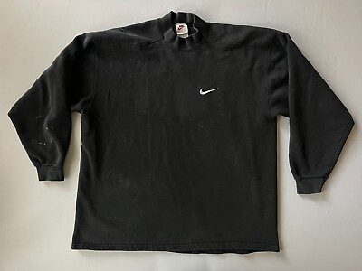 #ad #ad Vintage Nike Crewneck Sweatshirt Mens Sz L Swoosh MADE IN USA Black HAS MARKS $24.95