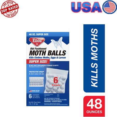 #ad Classic Old Fashioned Moth Balls 6 Single Use 8 Oz Packets Protecting Clothing $13.27