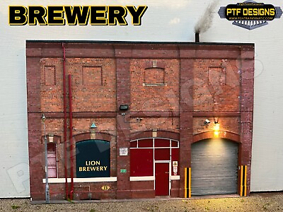#ad O Scale 🍺 Brewery Building Flat Front 3D Background w LED MTH Lionel $21.99