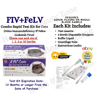 #ad FIVFeLV Feline Immunodeficiency amp; Leukemia Combo Test Kit Test for Cats $69.95