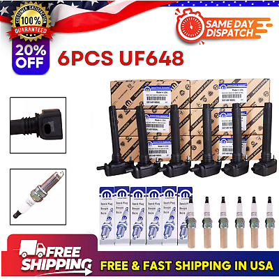 #ad 6 pack Mopar Ignition Coils UF648 amp; Spark Plugs For Chrysler Jeep Dodge Ram 3.6L $180.00