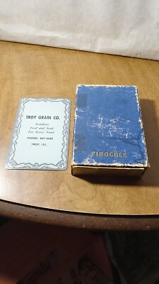 #ad Troy Illinois ILL Advertising Troy Grain Co Pinochle Playing Cards With Box $19.99